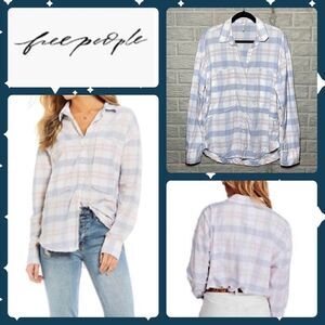 NWT MSRP $108 Free People Loveland Plaid Shirt Women's Size Small